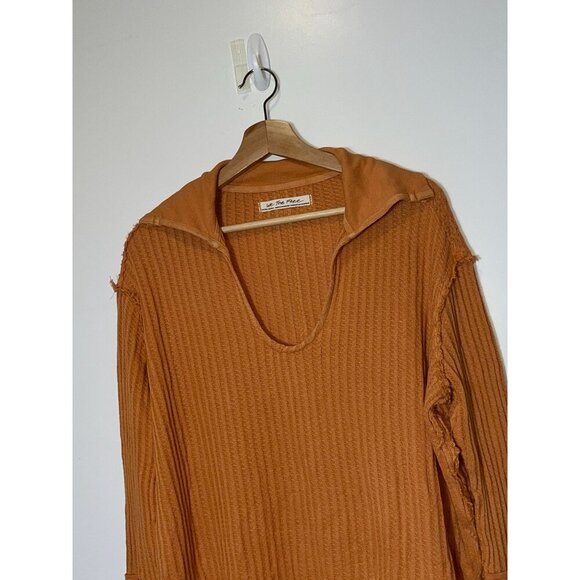 Free People Raymond Thermal Waffle Knit Oversized Pullover Size XS Womens in Ora - Picture 4 of 11